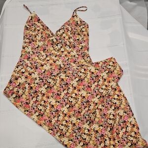 Forever 21 Yellow, Pink, Black And Shades Of Tan Floral Dress